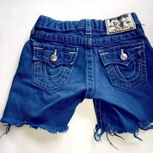 True Religion Cut Off Bermuda Shorts, Childs Size 6, Blue